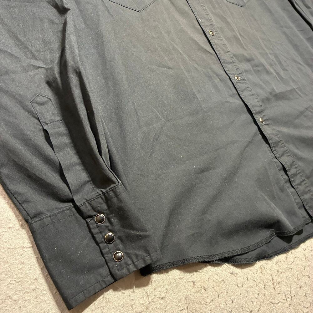 Vintage Wrangler Western Shirt Mens XL All Black Pearl Snaps Cowboy Rodeo - Picture 3 of 8